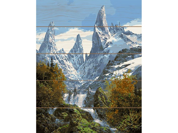 Картина по номерам по дереву Paintboy «Снежные вершины»
