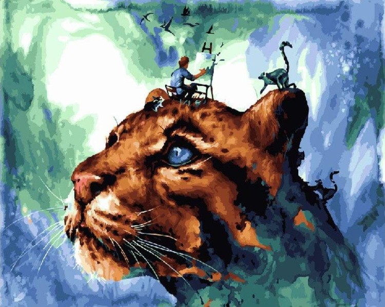Картина по номерам «Фэнтези со львом»