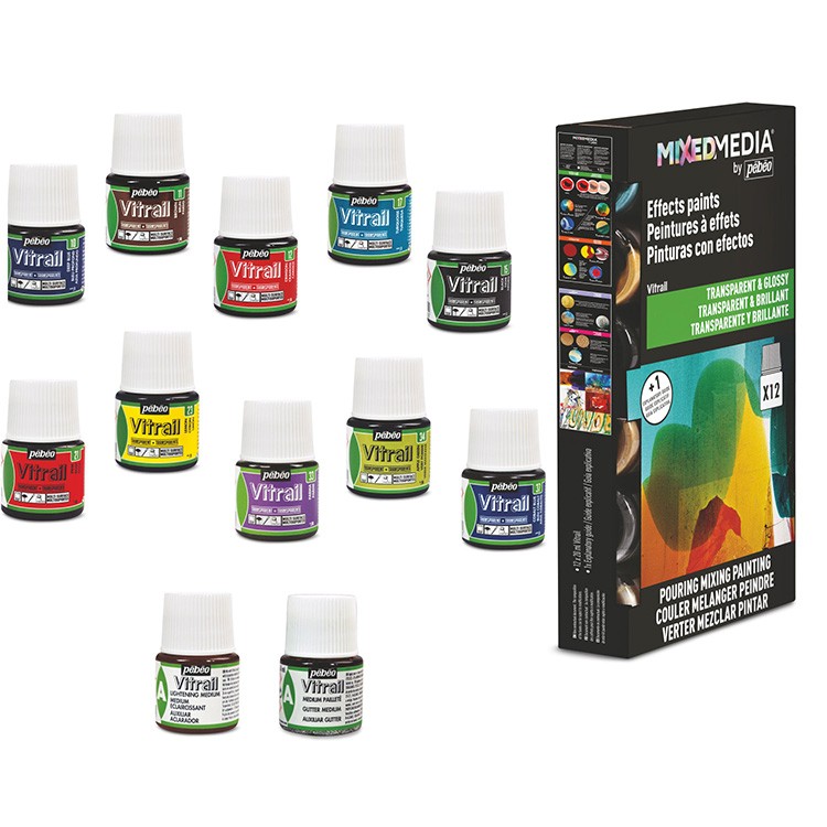 Набор красок Mixed Media - Vitrail, 12 шт. — картинка 3
