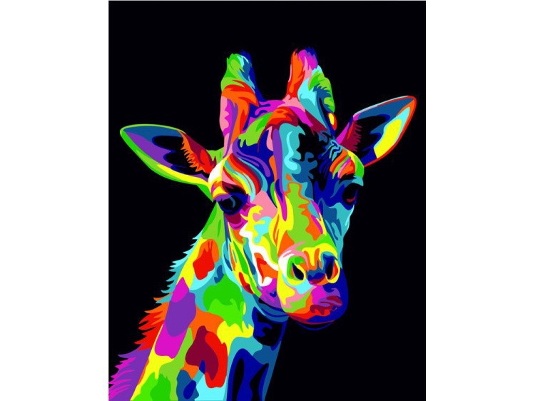 Картина цветным песком «Радужный жираф»