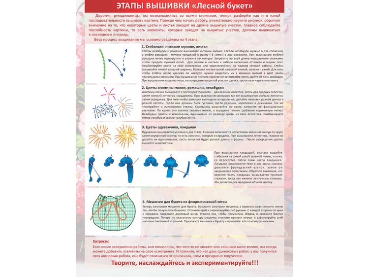 Вышивка лентами «Лесной букет» — картинка 13