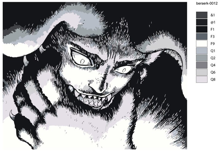 Картина по номерам «Берсерк Berserk манга аниме: демон чб» — картинка 2