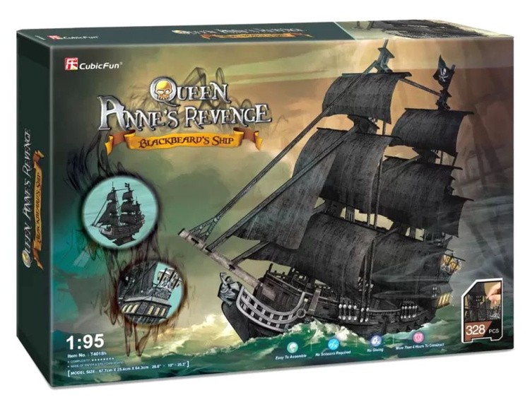 3D пазл CubicFun «Корабль Месть королевы Анны» (большой) — картинка 4