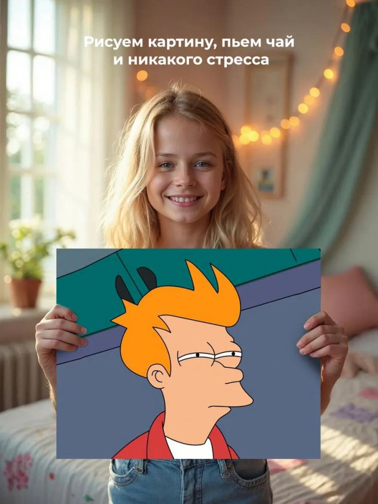 Картина по номерам «Мем: Футурама - Подозрительный Фрай» — картинка 7