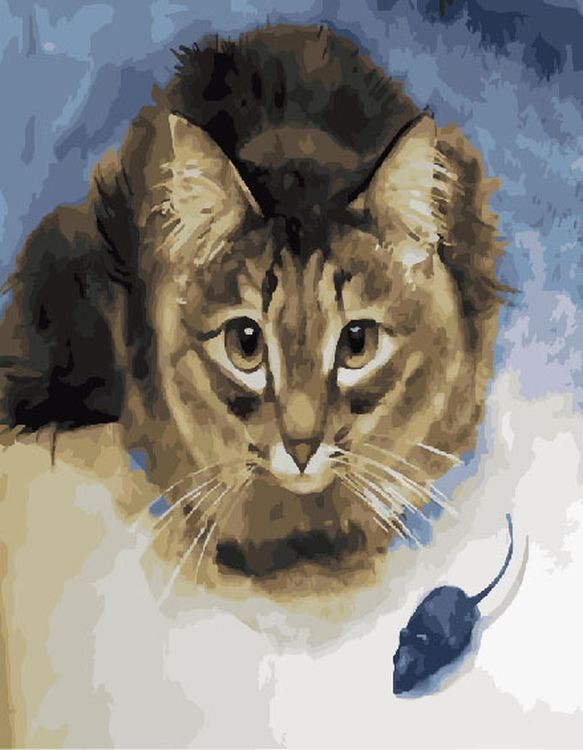 Картина по номерам «Кот и мышь»