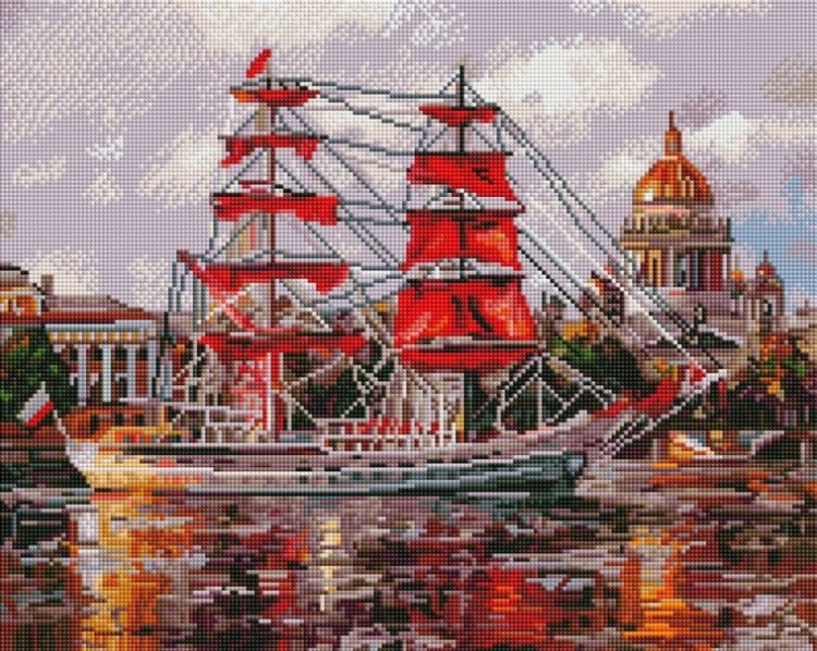 Алмазная вышивка «Санкт-Петербург. Нева. Алые паруса»
