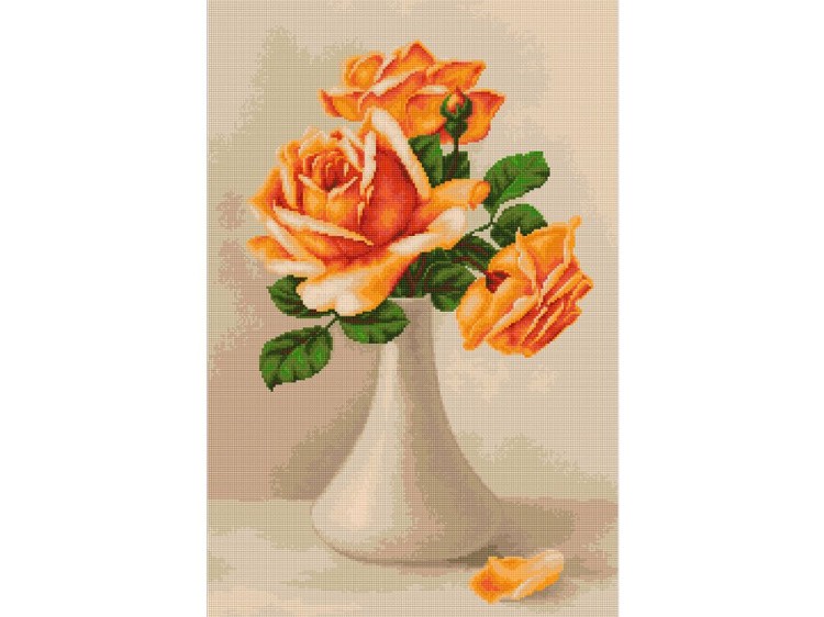 Набор для вышивания «Оранжевые розы в вазе»