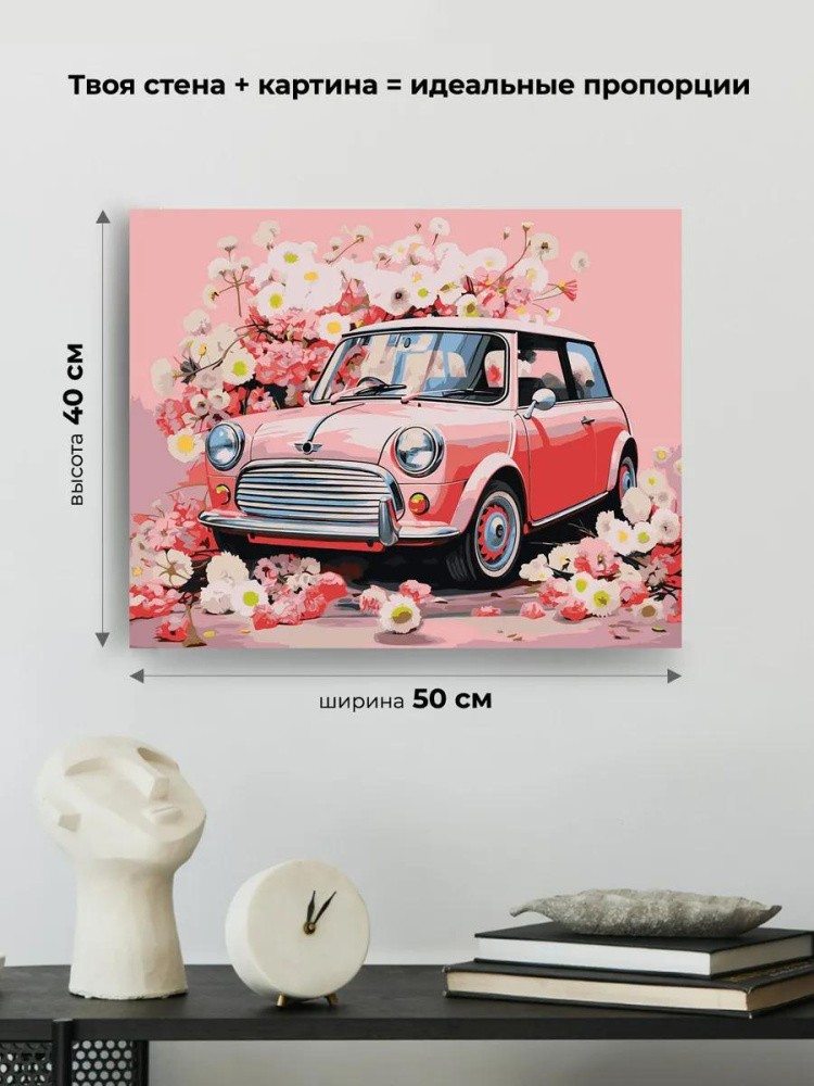Картина по номерам «Машины: Мини Купер в цветах» — картинка 3