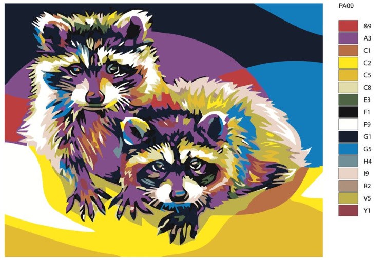 Картина по номерам «Радужные еноты» — картинка 2