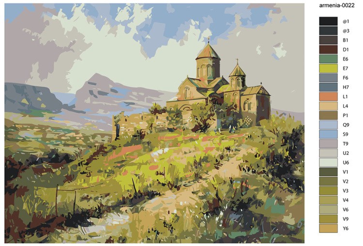 Картина по номерам «Армения: древний монастырь, лето 40x50» — картинка 2