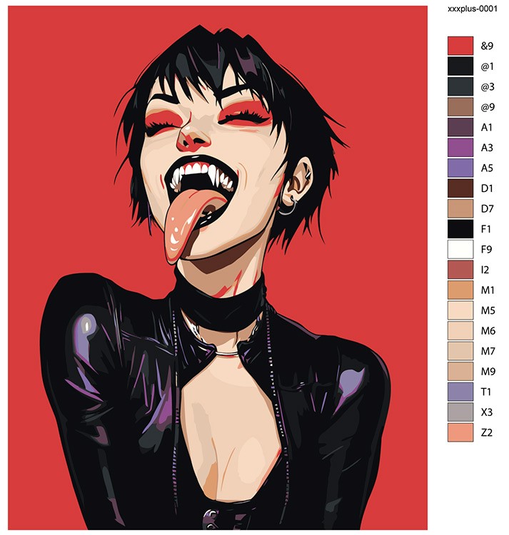 Картина по номерам «Девушка вампир в латексе, бдсм 40x50» — картинка 2