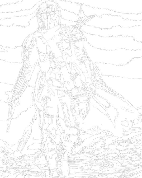 Картина по номерам «Звёздные войны - Мандалорец и Малыш Йода 3» — картинка 3