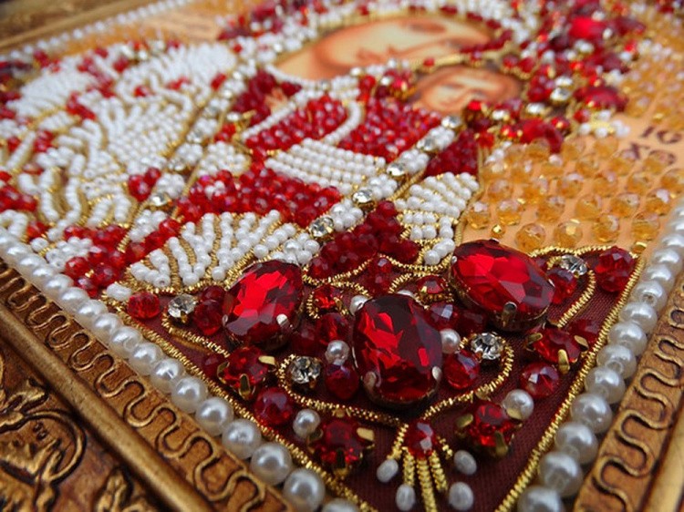 Набор вышивки хрустальными камнями «Казанская (золотая)» — картинка 6