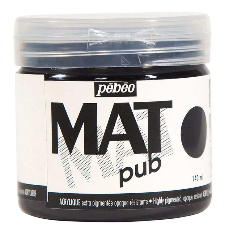 Краска акриловая Pebeo экстра матовая Mat Pub №1 (Черный), 140 мл