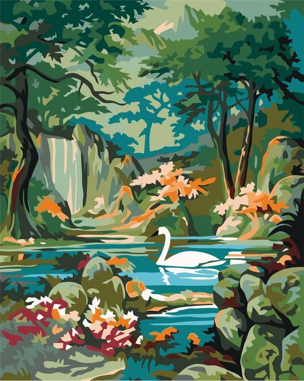 Картина по номерам «Лебедь в горном озере»