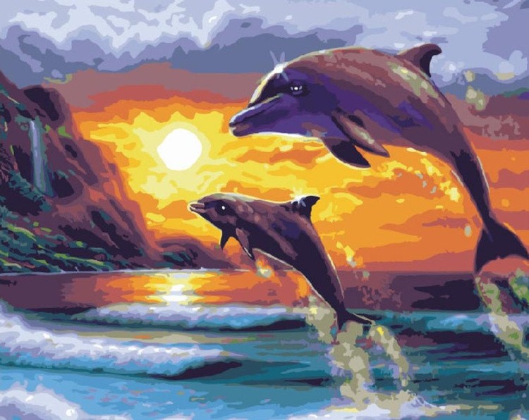 Картина по номерам «Прыжок дельфинов»