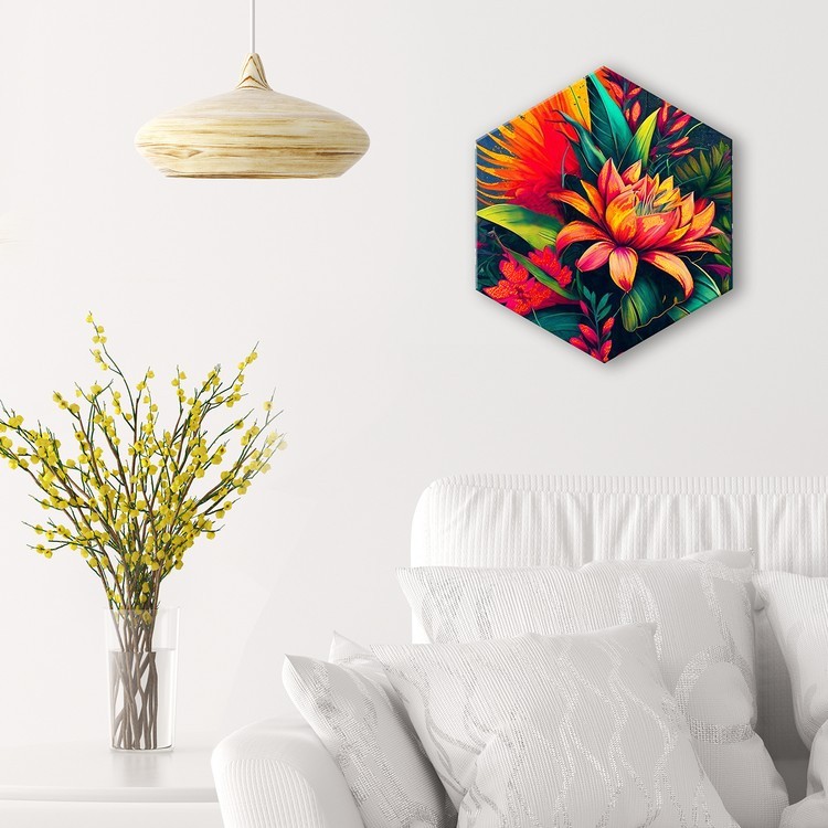 Картина по номерам с поталью Гексагон «Тропические цветы» — картинка 6