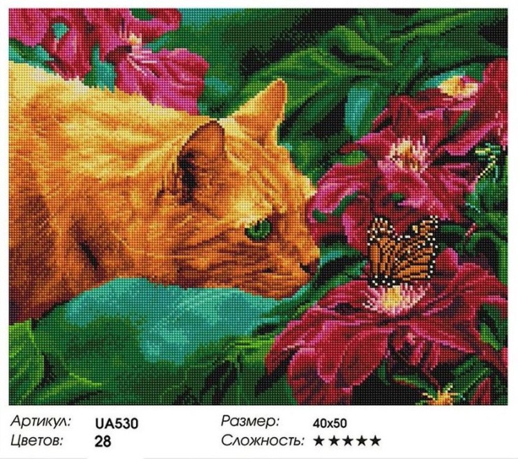 Алмазная вышивка «Любопытный кот» — картинка 2