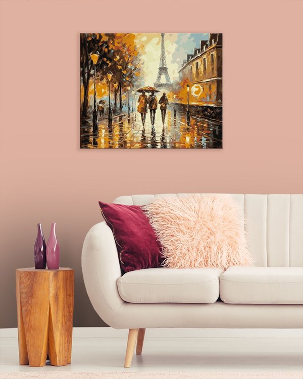 Картина по номерам «Романтическая прогулка под дождем в Париже» — картинка 3