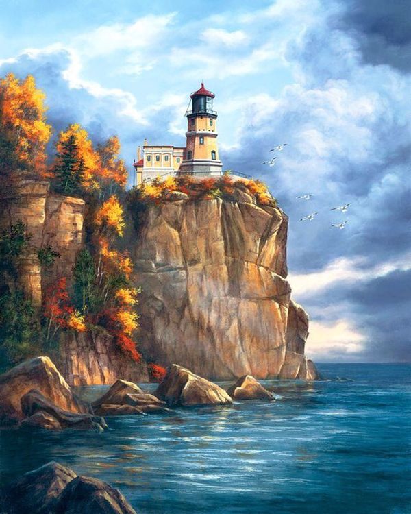 Алмазная вышивка «Маяк на обрыве» — картинка 2