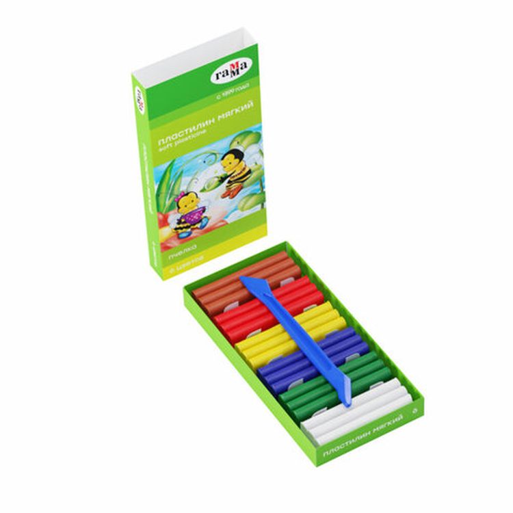 Пластилин восковой Gamma «Пчелка», 6 цветов, 90 г, со стеком — картинка 2