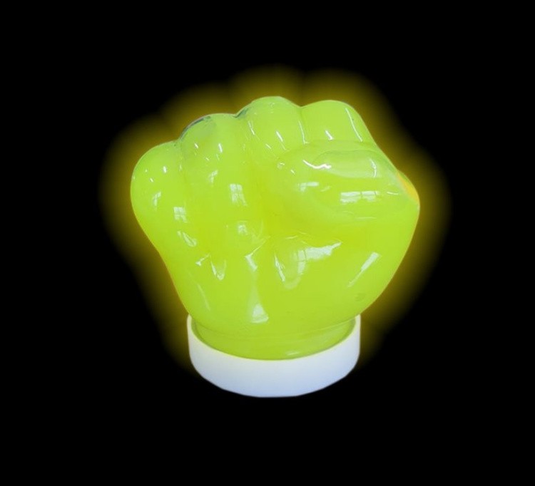 Слайм Стекло, светящиеся в темноте кулачки (фиолетовый неон/желтый неон)
— картинка 2