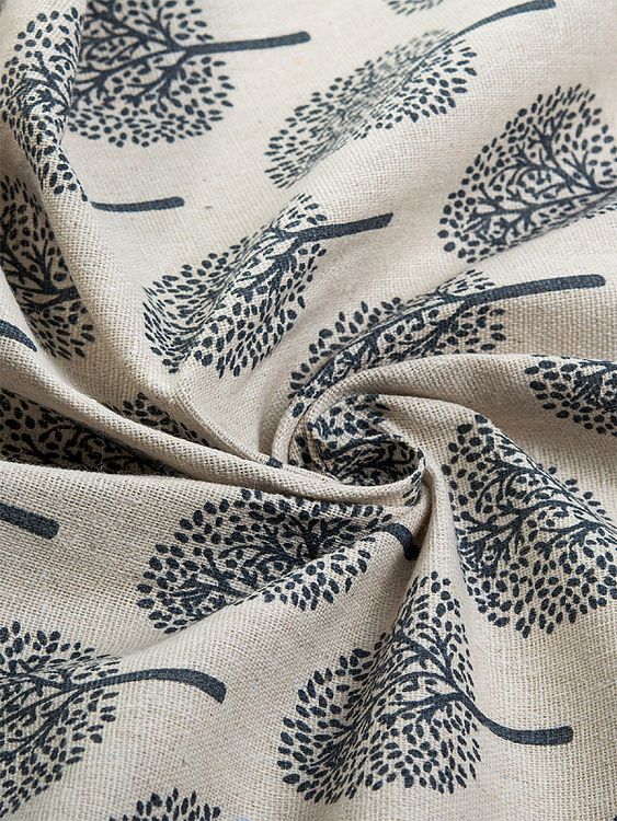 Ткань Лен, 140 г/м², 5 м x 150 см, цвет: молочный, серый, растительный принт, TBY — картинка 2