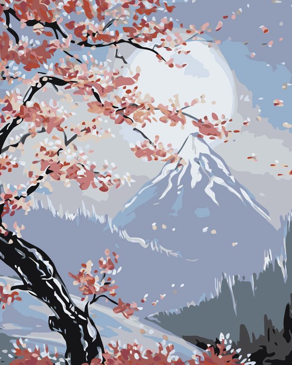 Картина по номерам «Сакура под луной»