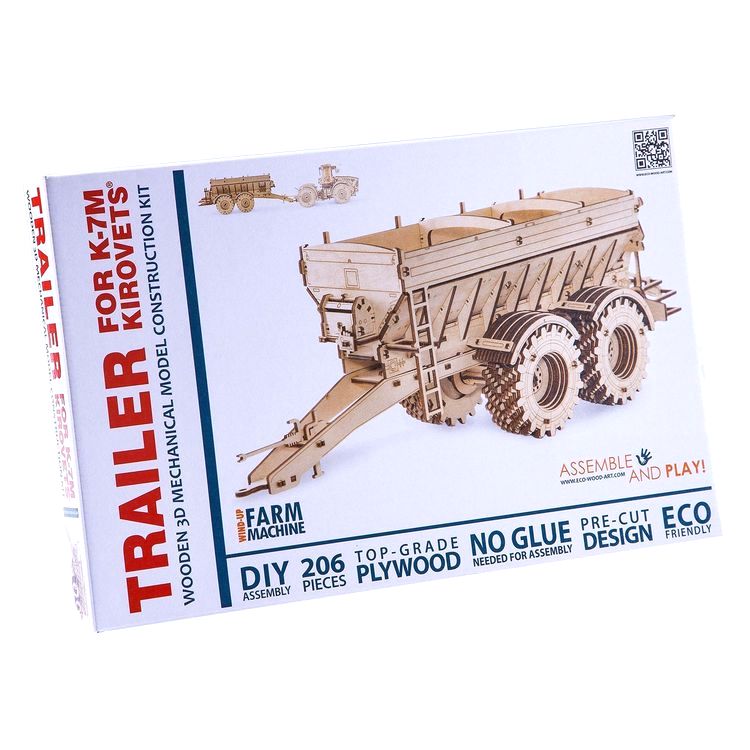 Конструктор деревянный 3D «Прицеп к трактору Кировец К-7М», Eco Wood Art — картинка 8