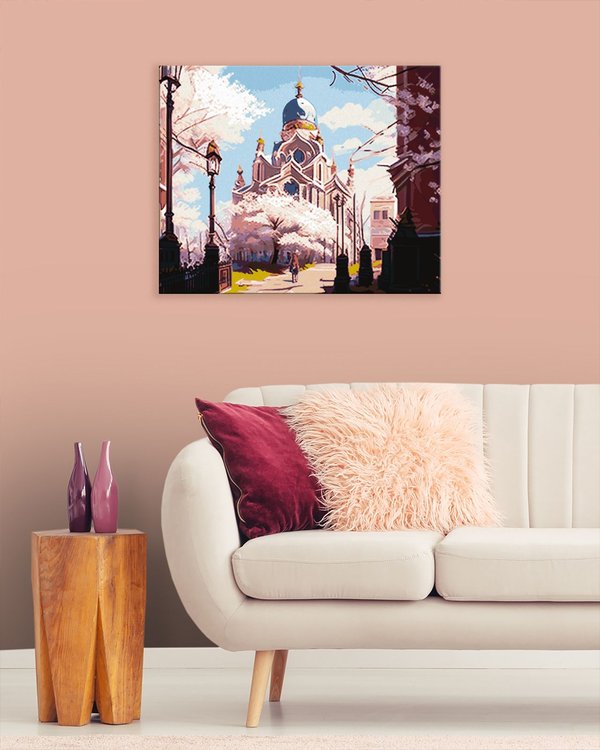 Картина по номерам «Храм весной посреди цветения» — картинка 3