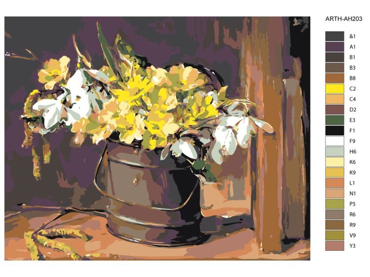 Картина по номерам «Цветы в ведре» — картинка 2