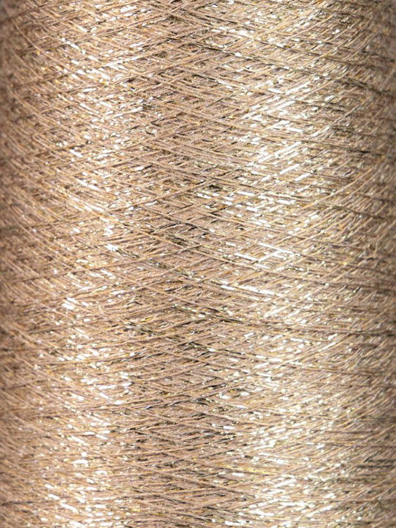 Пряжа бобинная OnlyWe Alluring shine (Аллюринг шайн) (В58), темно-бежевый с золотым люрексом, 1 шт., 50 г — картинка 2