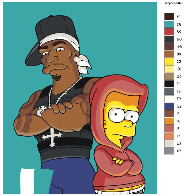 Картина по номерам «Simpsons Симпсоны: Барт и 50 Cent» — картинка 2
