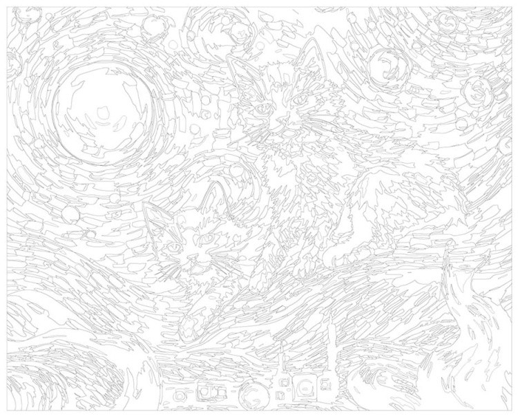 Картина по номерам «Рыжие коты в стиле Ван Гога» — картинка 3