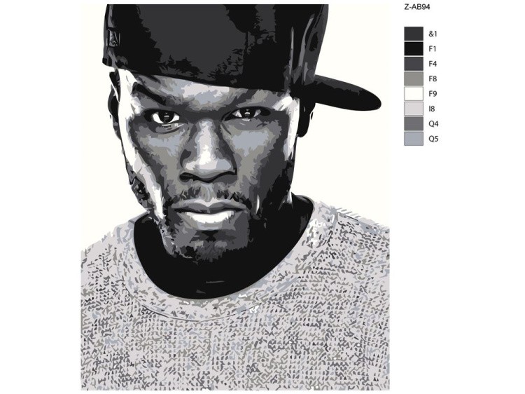Картина по номерам «Чёрно-белый 50 Cent» — картинка 2