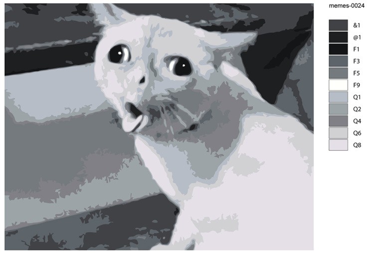 Картина по номерам «Мем, коты из мемов: Белый кот чб 40x50» — картинка 2