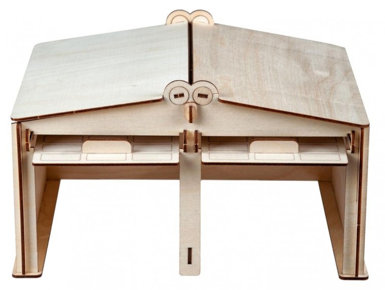 Конструктор из дерева «Гараж на две машины с дверями», ХэппиДом — картинка 3