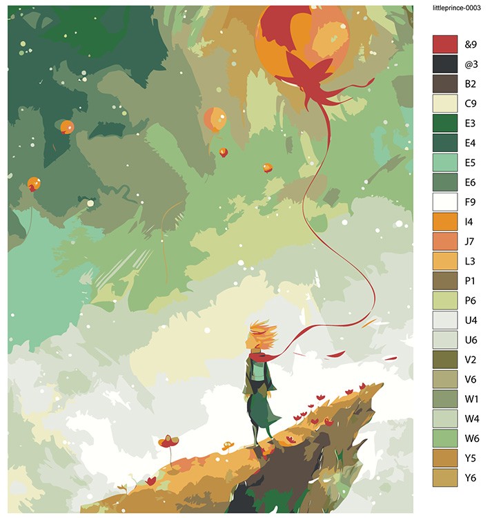 Картина по номерам «Сказка Маленький принц, цветы и шарики» — картинка 2