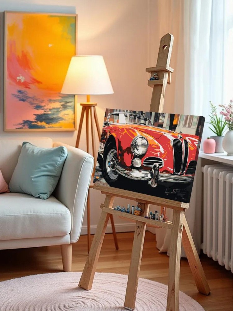 Картина по номерам «Машины: Красная ретро БМВ» — картинка 9