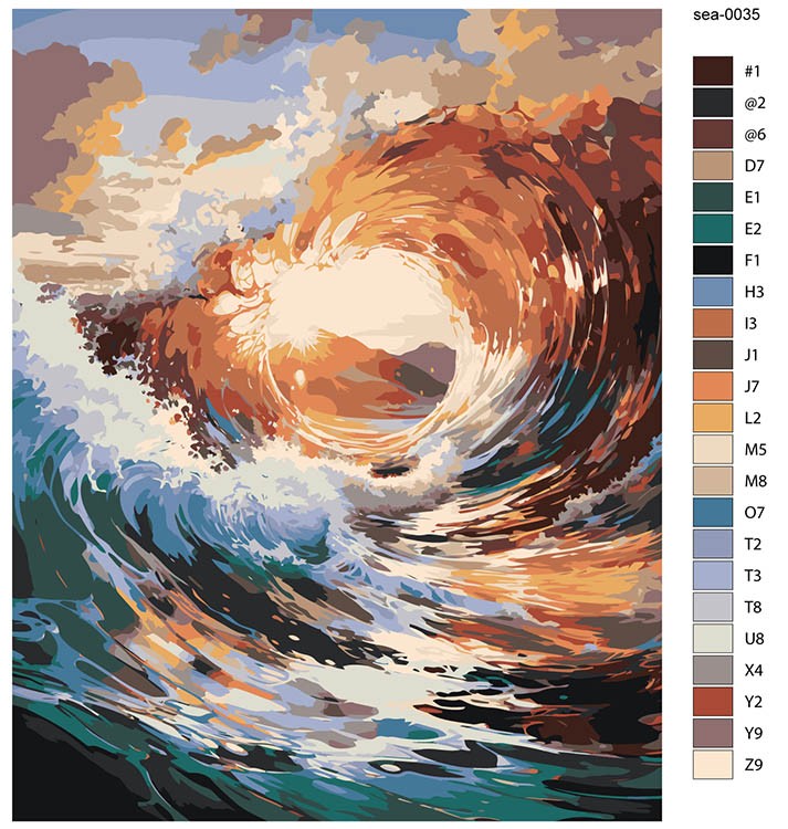 Картина по номерам «Море: Большая волна на закате 2» — картинка 2