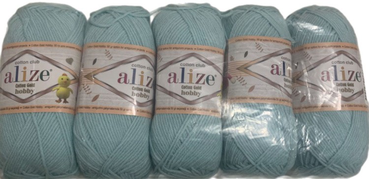 Пряжа ALIZE Cotton Gold Hobby (514), вода, 5 шт. по 50 г — картинка 2