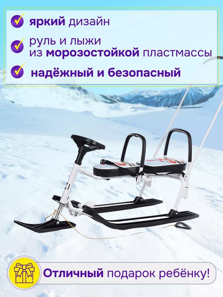 Снегокат детский 505 TWINS BABY PUSH со спинкой для двоих — картинка 4