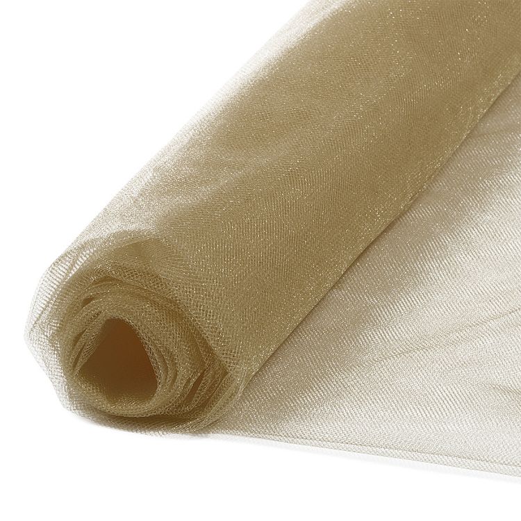 Фатин Kristal средней жесткости, блестящий, 5 м, ширина 300 см, цвет: бежевое золото — картинка 4