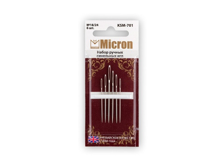 Набор ручных синельных игл Micron №18/24, 6 шт., арт. KSM-701