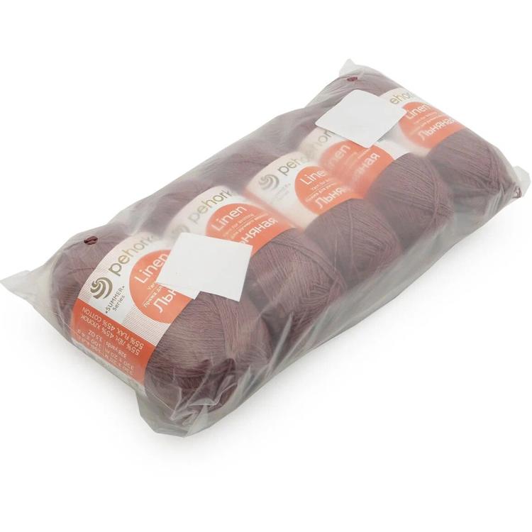 Пряжа Пехорка Льняная (377), кофейный, 5 шт. по 100 г — картинка 3