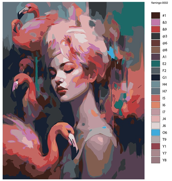 Картина по номерам «Девушка с розовыми фламинго» — картинка 2