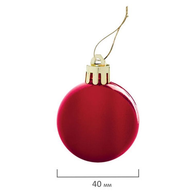 Шары елочные, набор, 12 шт., пластик, 4 см, красные, глянец, подвес — картинка 4