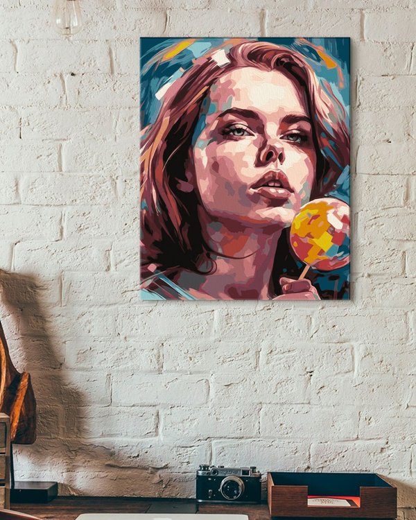 Картина по номерам «Прекрасная девушка с леденцом» — картинка 3