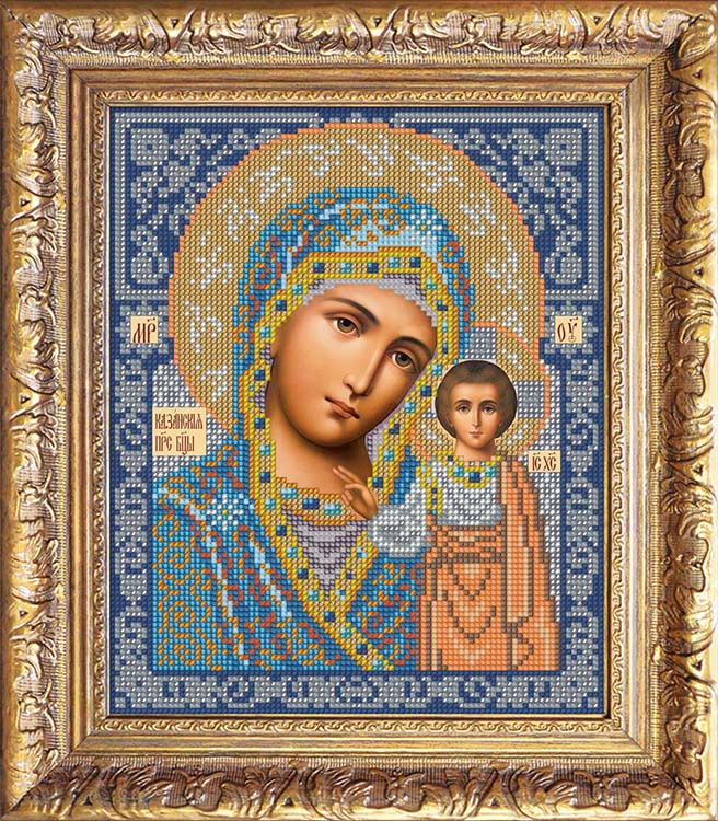 Набор вышивки бисером «Богородица Казанская» (в синем) — картинка 2