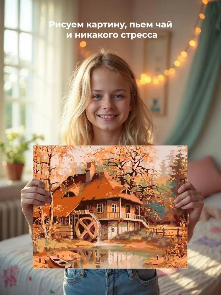 Картина по номерам «Водяная мельница» — картинка 6